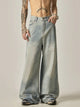 Ultra-Wide Leg Bleached Denim Jeans