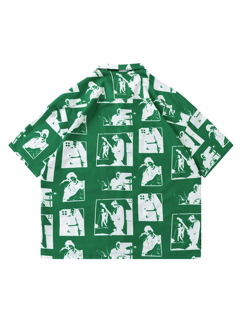 Portrait Pattern Short-sleeved Shirt