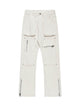 High Street Zipper Patchwork Pocket Denim Pants