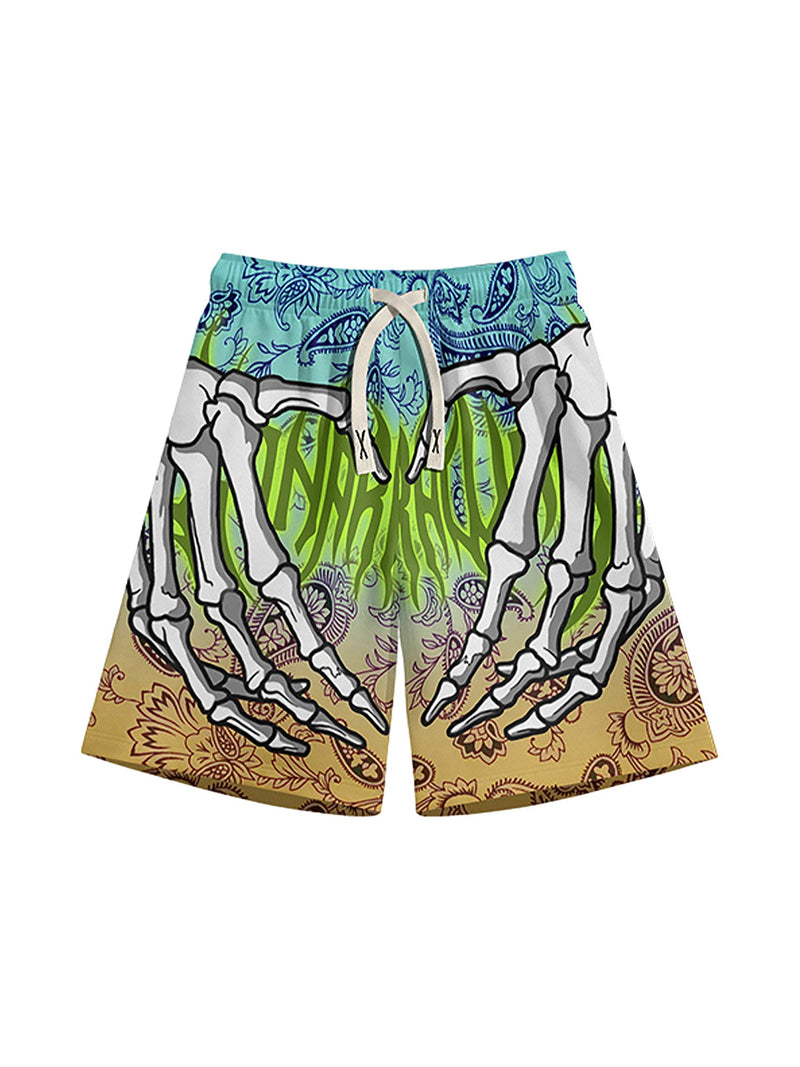 Skull Hand Print Hip-hop Shorts