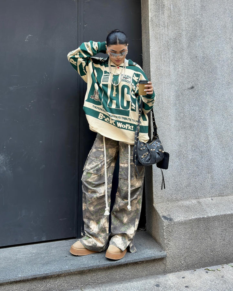 Camo Baggy Wide Leg Pockets Cargo Pants