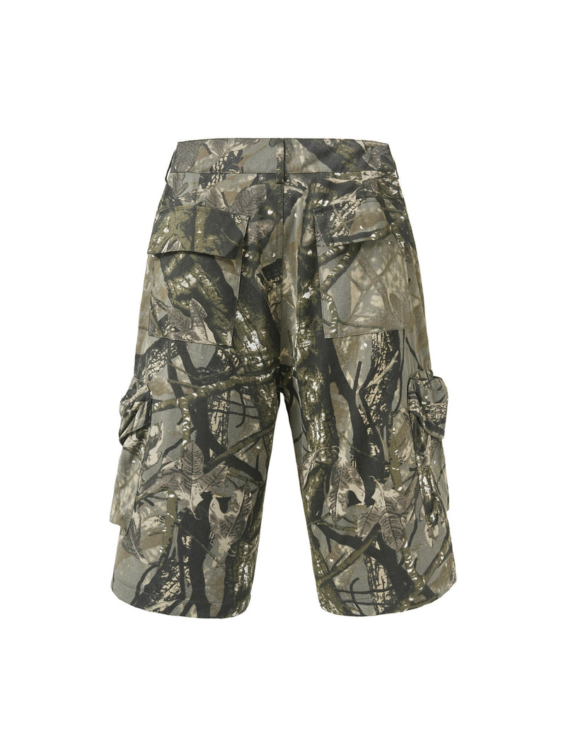 Retro Camouflage Fallen Leaves Cargo Jorts