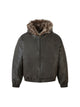 Leather Fur Hooded Fleece Jacket