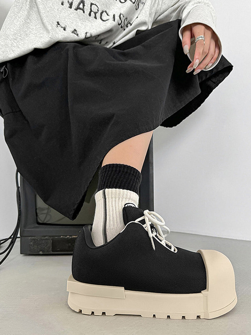 Low Top Canvas Platform Sneakers