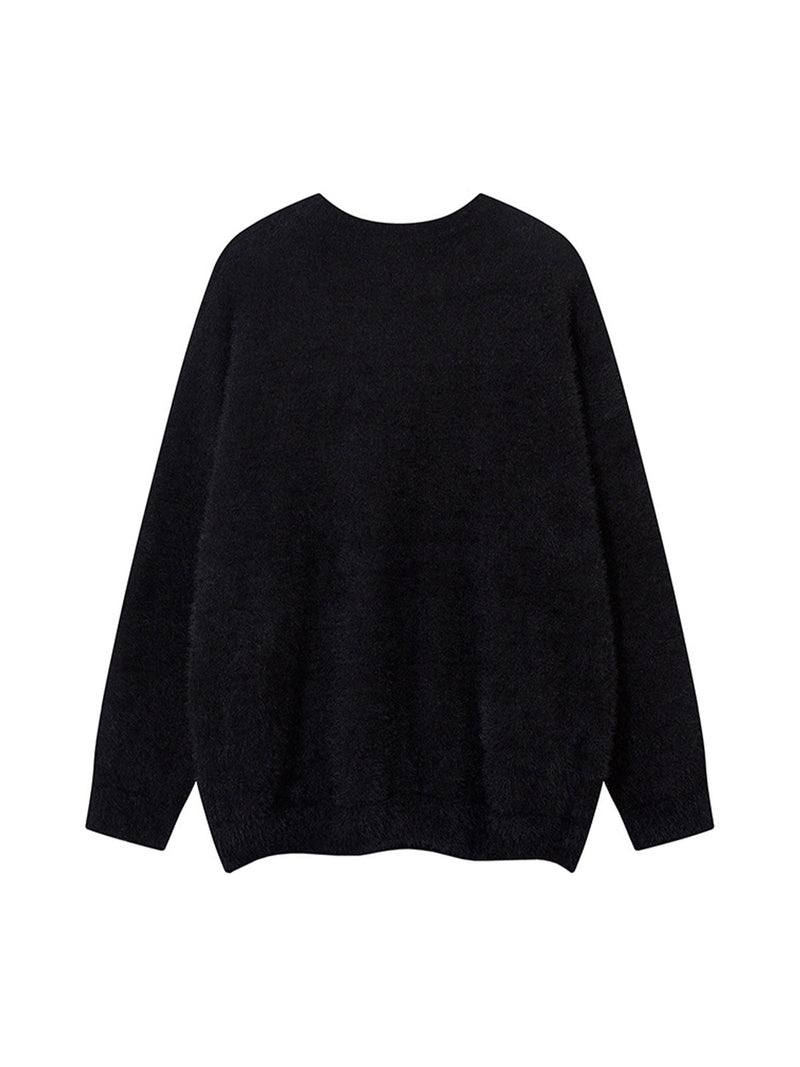 Spider Jacquard Knit Crew Neck Sweater