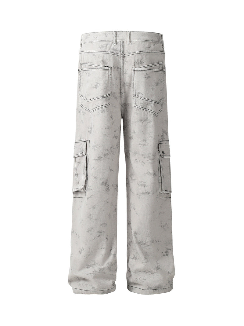 Workwear Multi-Pocket Tie-Dye Pants