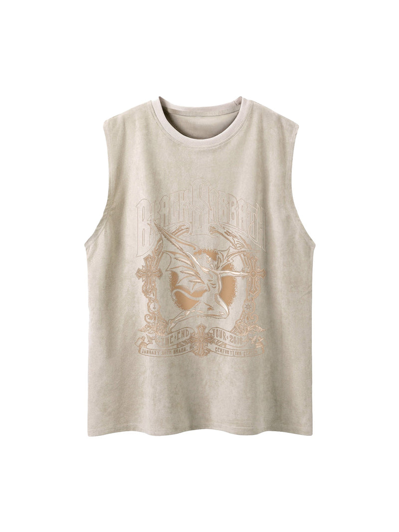 Printed Crew Neck Casual Vest