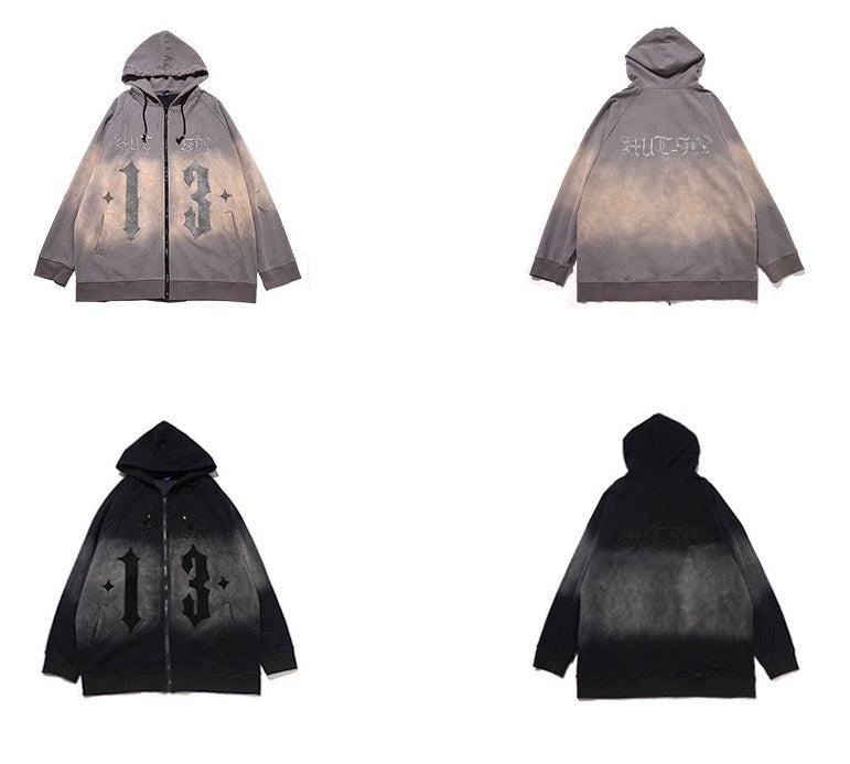 Shadow Fade Gothic Zip-Up Hoodie