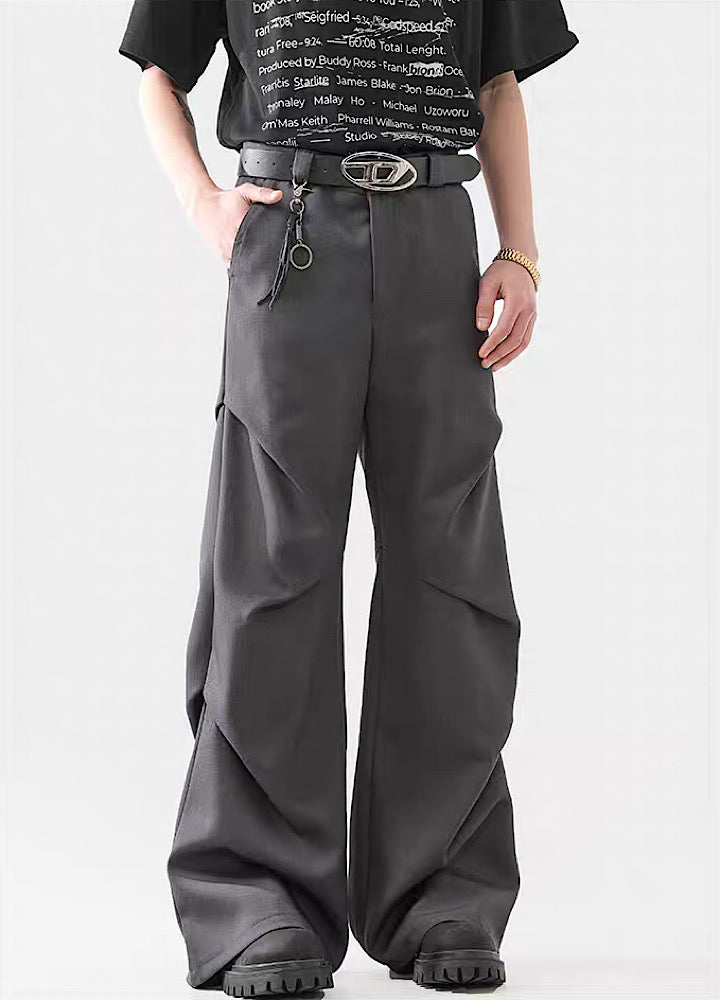 Black Avant-Garde Wide-Leg Utility Pants - chiclara