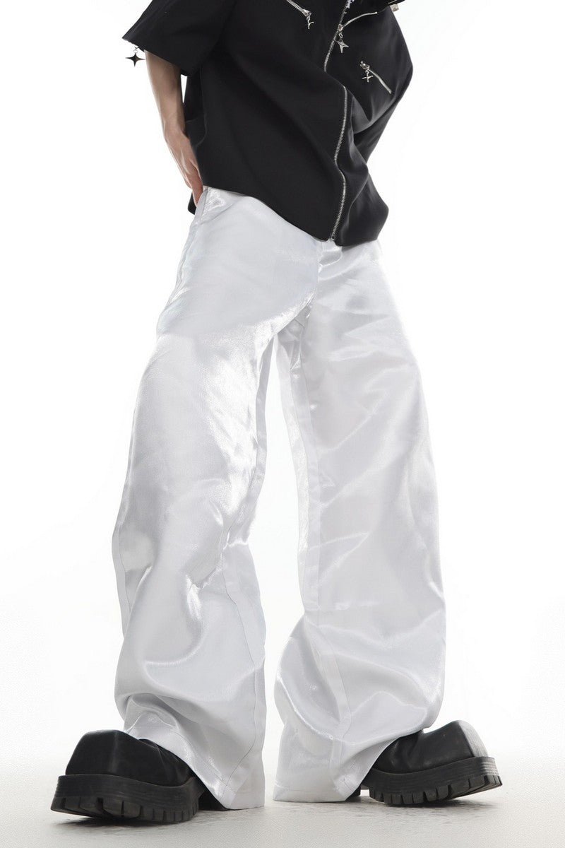 Metallic Reflective Relaxed Fit Pants - chiclara