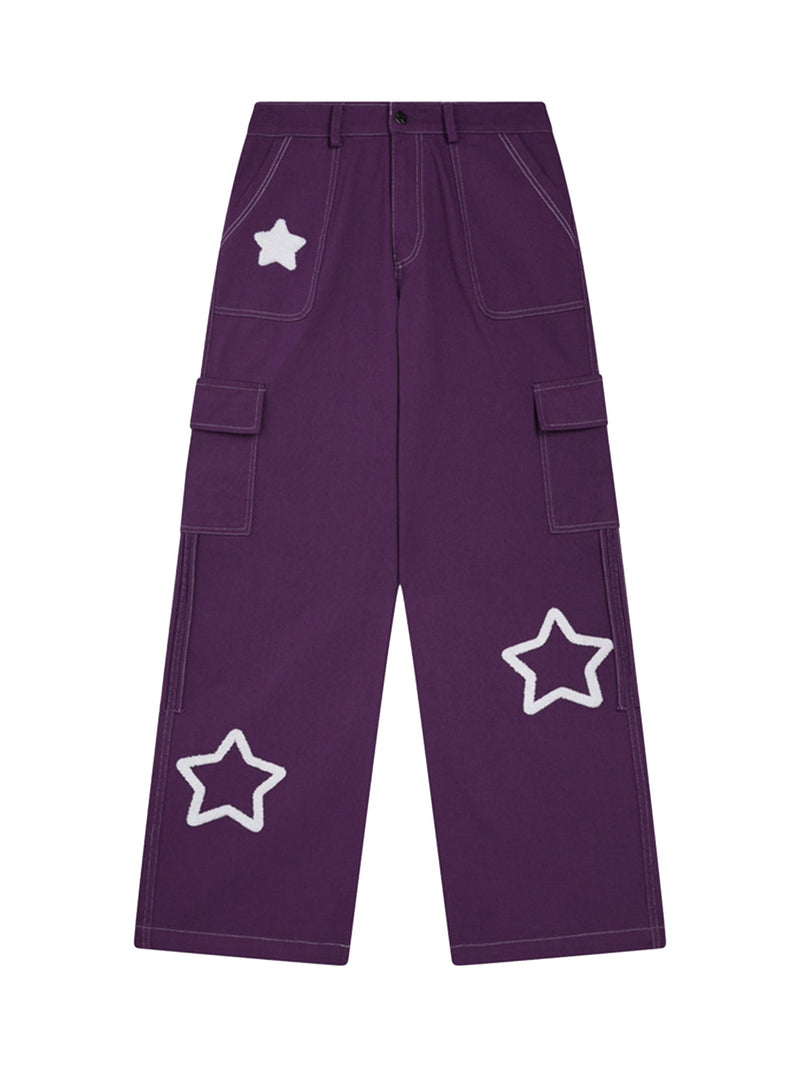 Vintage Pentagram Multi-Pocket Work Pants