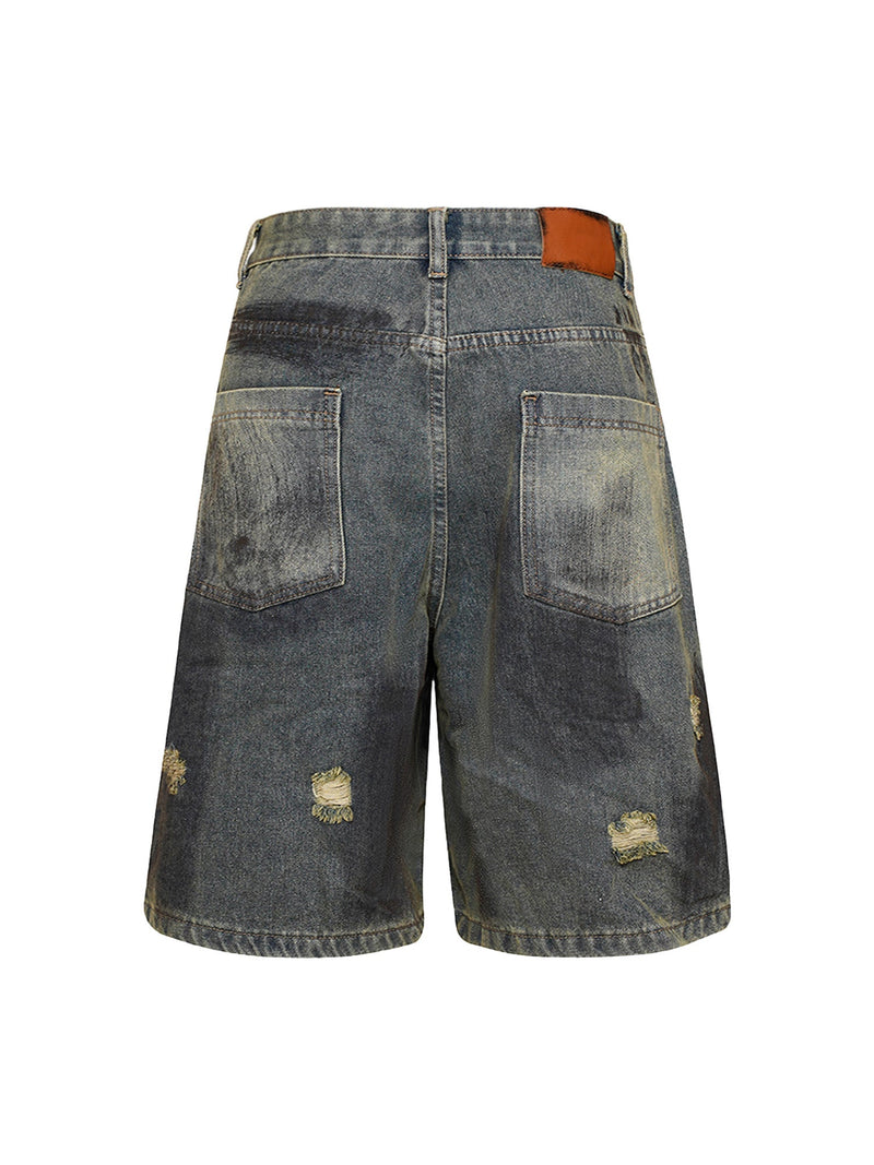 High Street Washed Distressed Denim Shorts