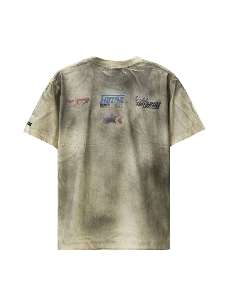 Dirty Wash Heavy Print Street Rap T-Shirt