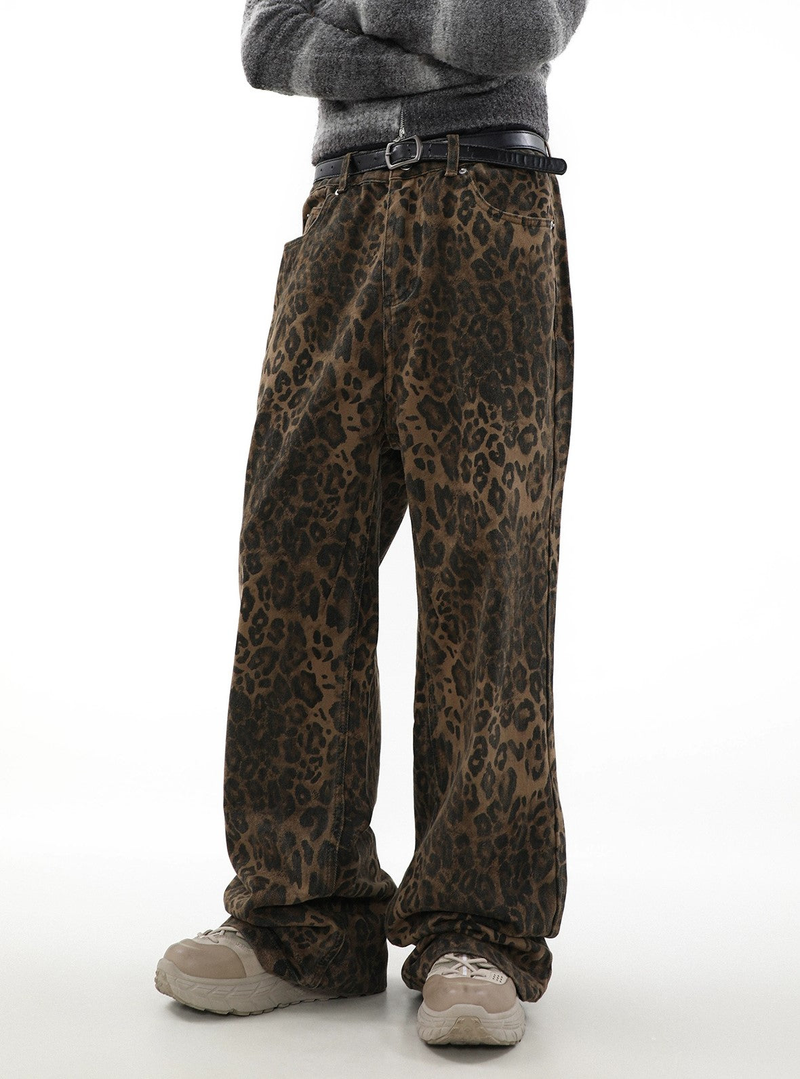 Wild Print Wide Jeans - chiclara