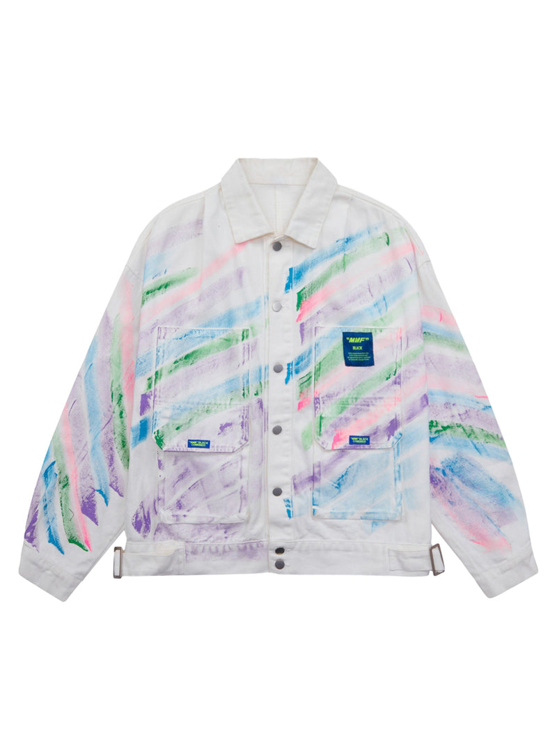 Hip-hop Hand-painted Graffiti Denim Jacket