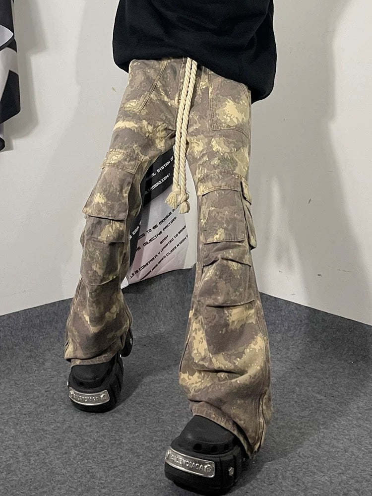 Camo Baggy Wide Leg Pockets Cargo Pants