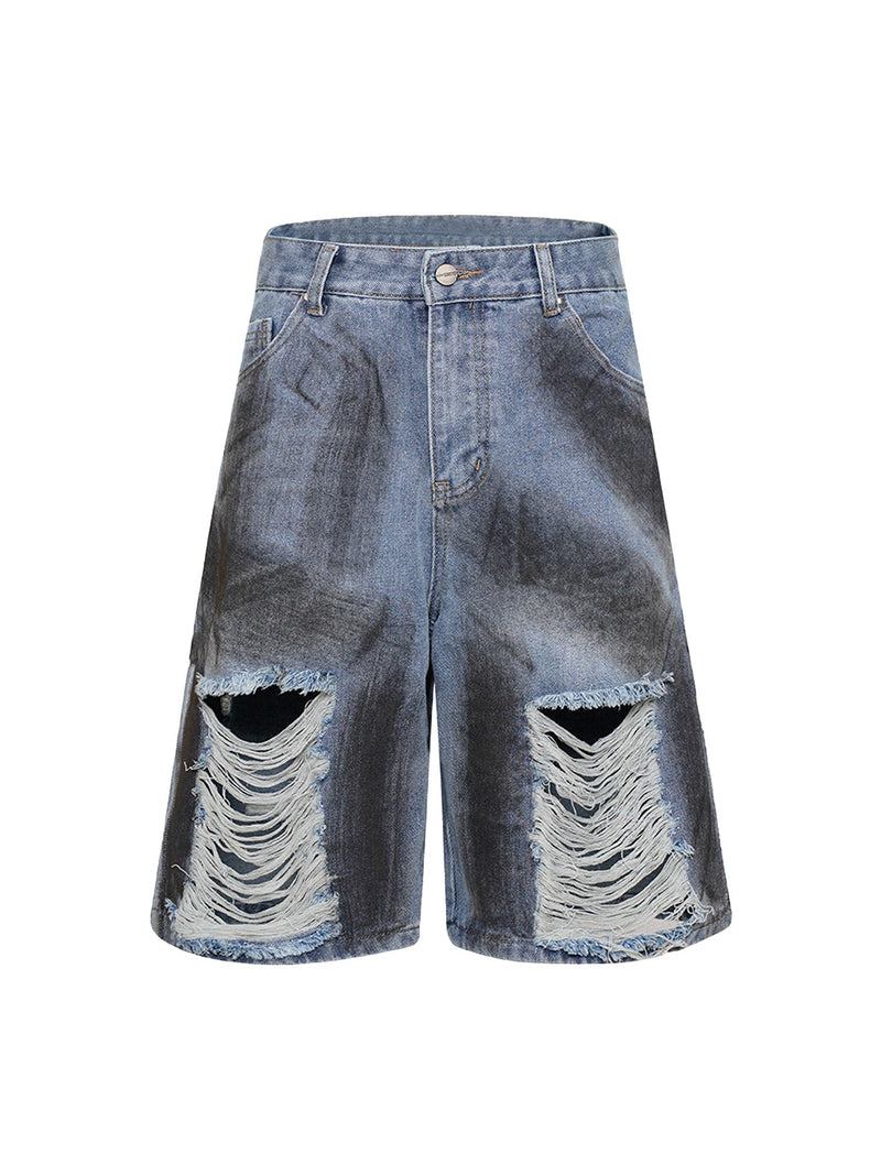 High Street Washed Distressed Denim Shorts