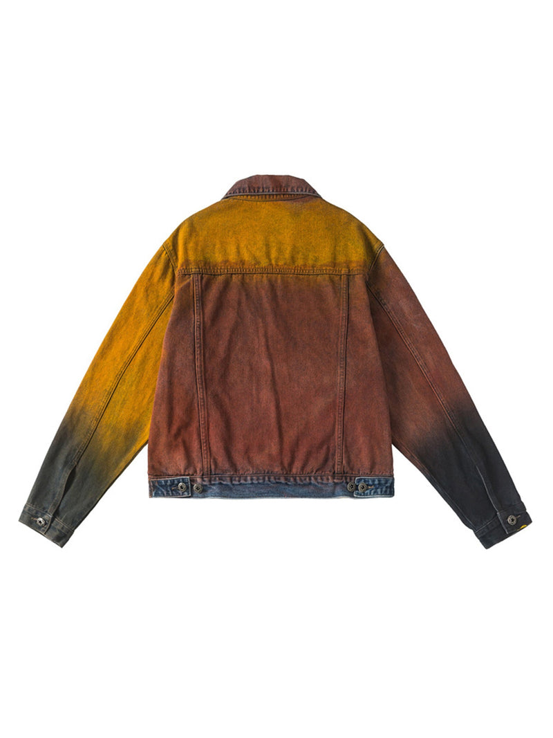 High Street Distressed Spray-painted Denim Jacket