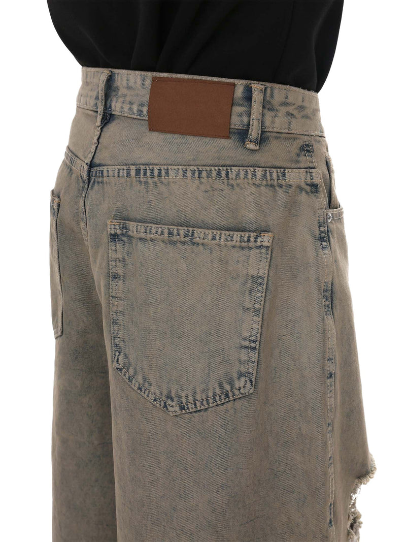 Wasteland Style Ripped And Dirty Denim Jort