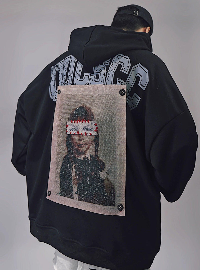 Patchwork Portrait Oversized Hoodie