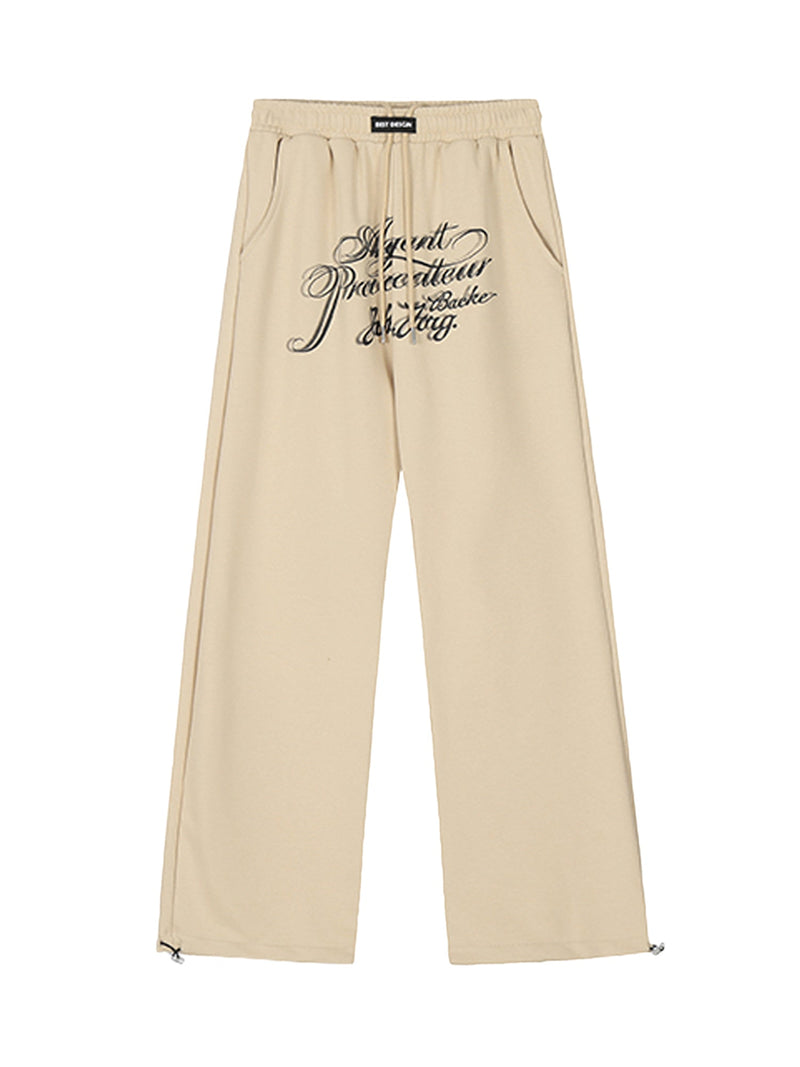 American Retro Letter Print Casual Sweatpants