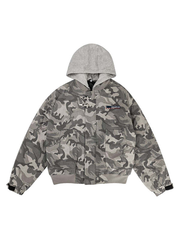 Camouflage Hooded Bomber Jacket