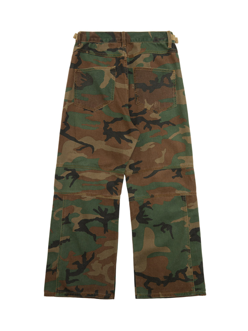 Camouflage Structured Pleated Pants