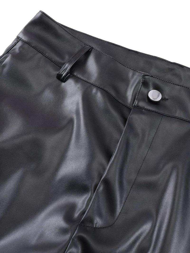 Punk Style Pleated Leather Pants