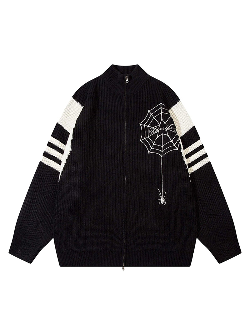 Spider Zip Up Cardigan Sweater