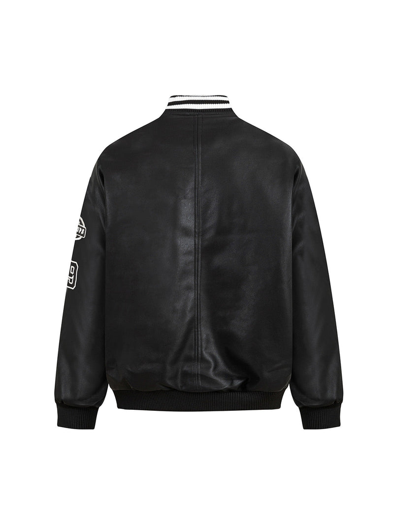 Jersey Leather Quilted Bomber Jacket