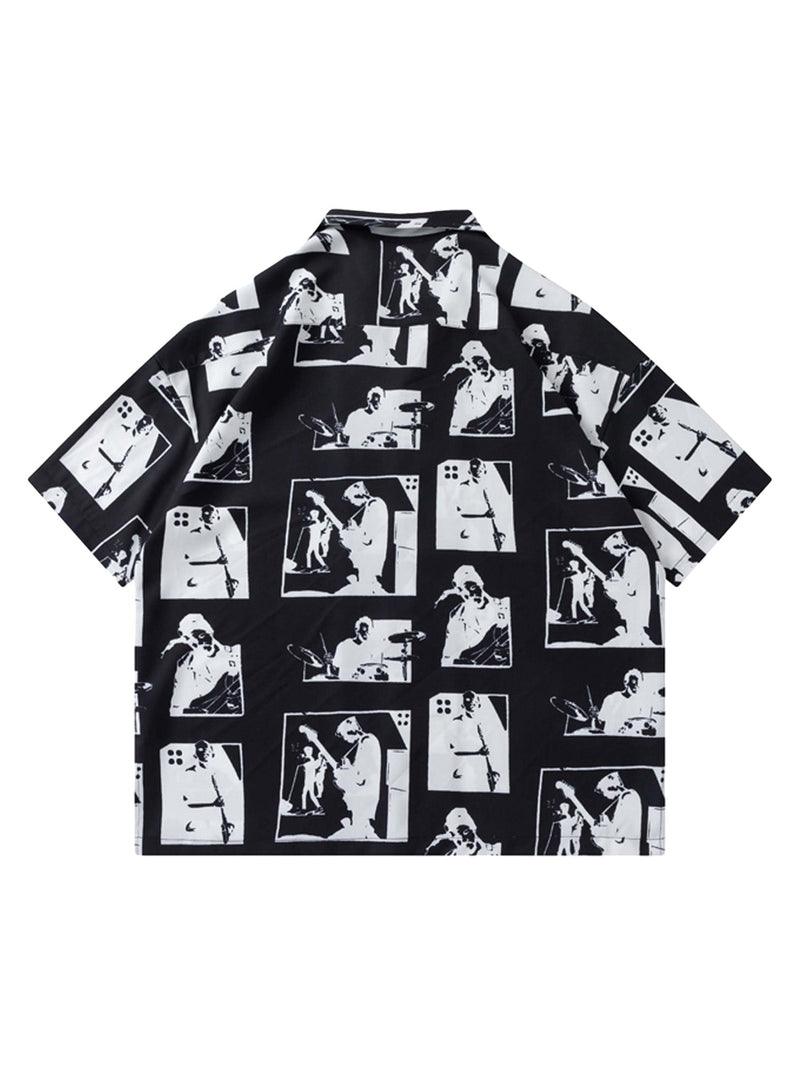 Portrait Pattern Short-sleeved Shirt