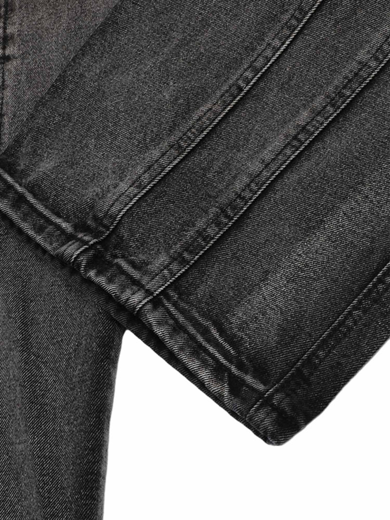 Raw Edge Patch Straight Jeans