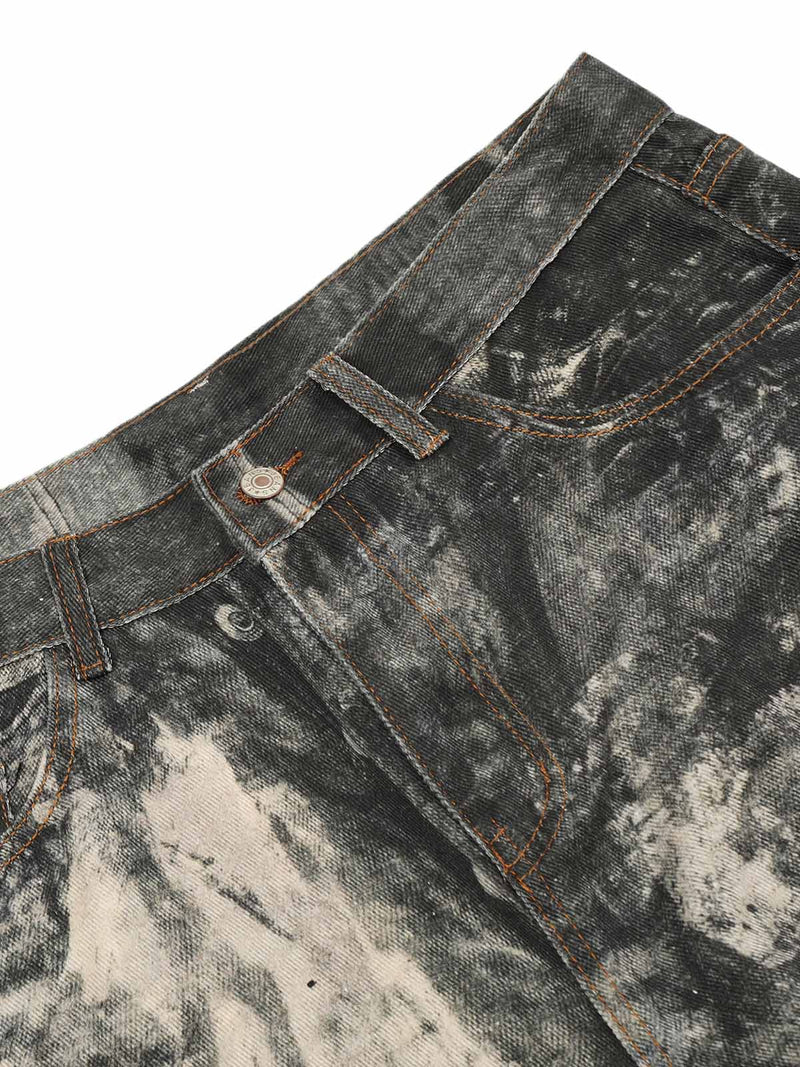 Tie-dye Camouflage Straight Jeans