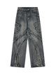 Washed Side Pocket Raw Edge Baggy Jeans