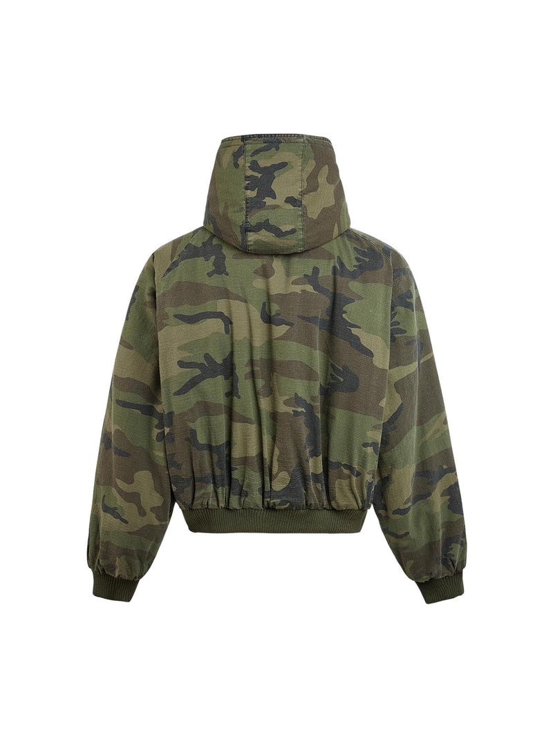 Camouflage Fur Hooded Jacket