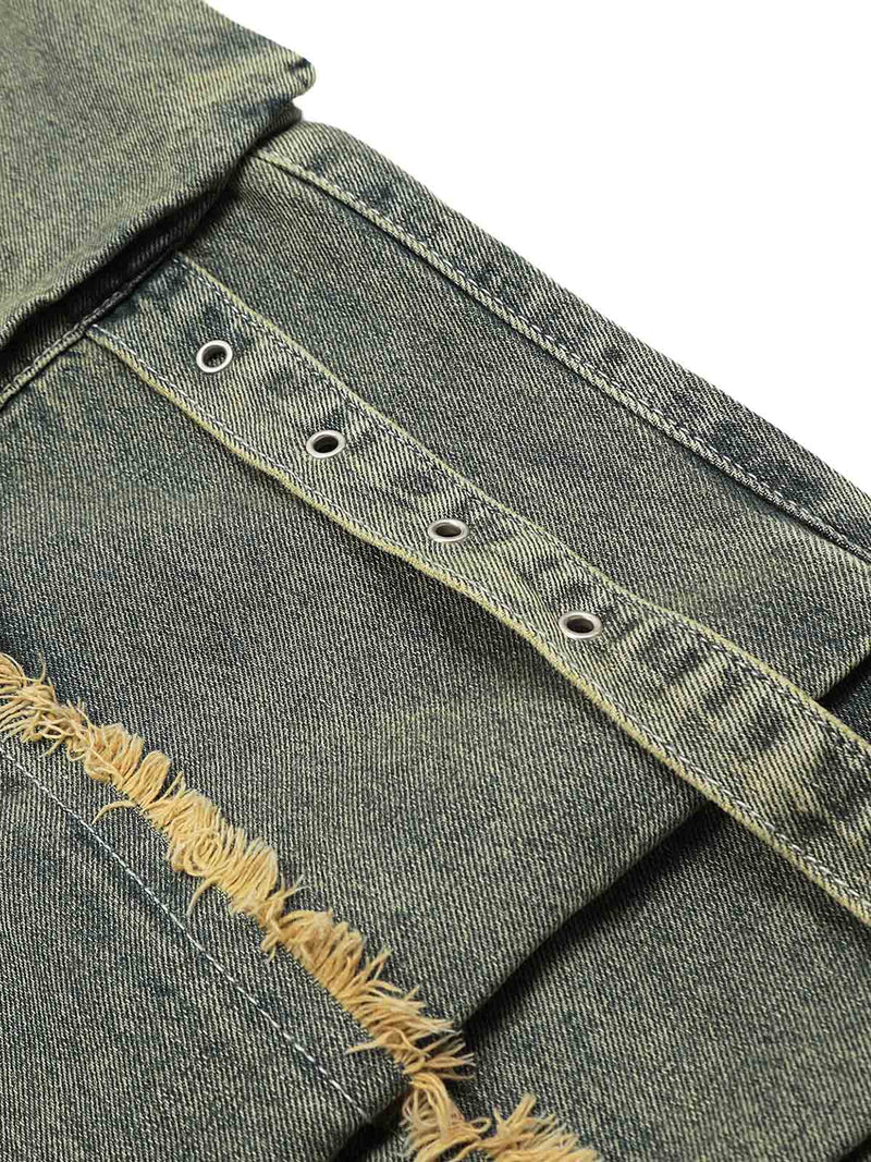 Distressed Raw Edge Baggy Jeans