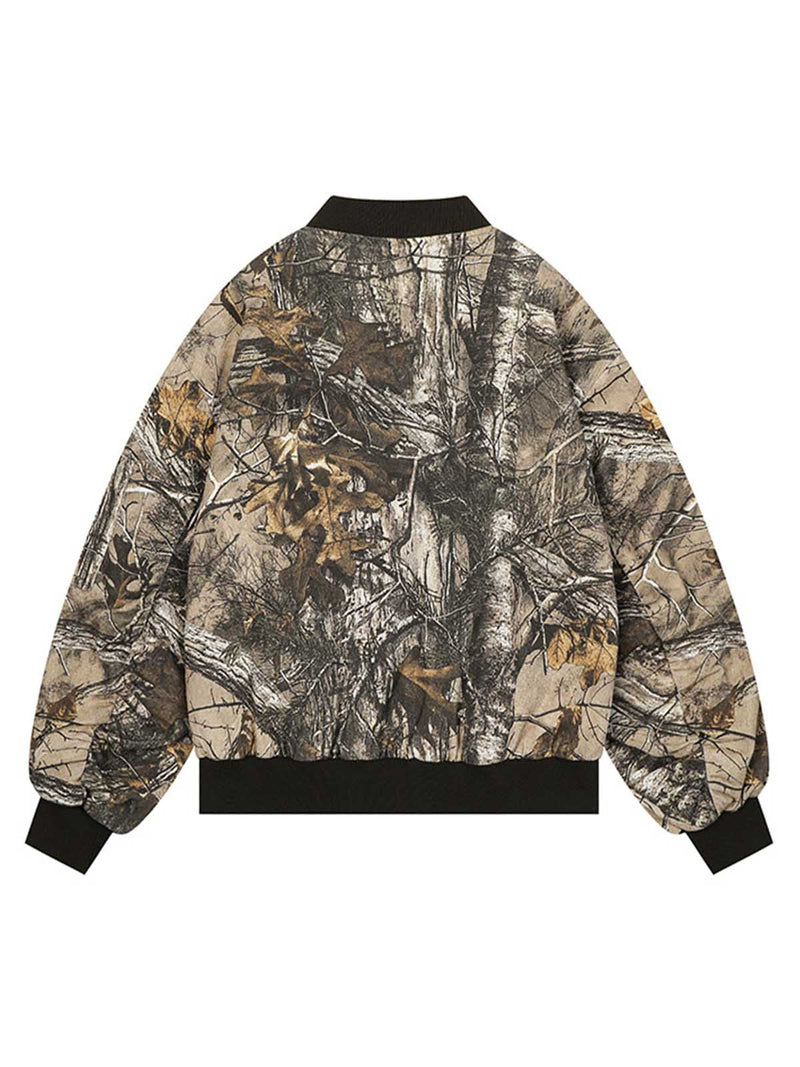 Leaf Camouflage Baseball Bomber Jacket